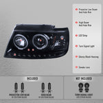 Spec-D 02-05 Ford Explorer Dual Halo Headlights Glassy Black/Smoked