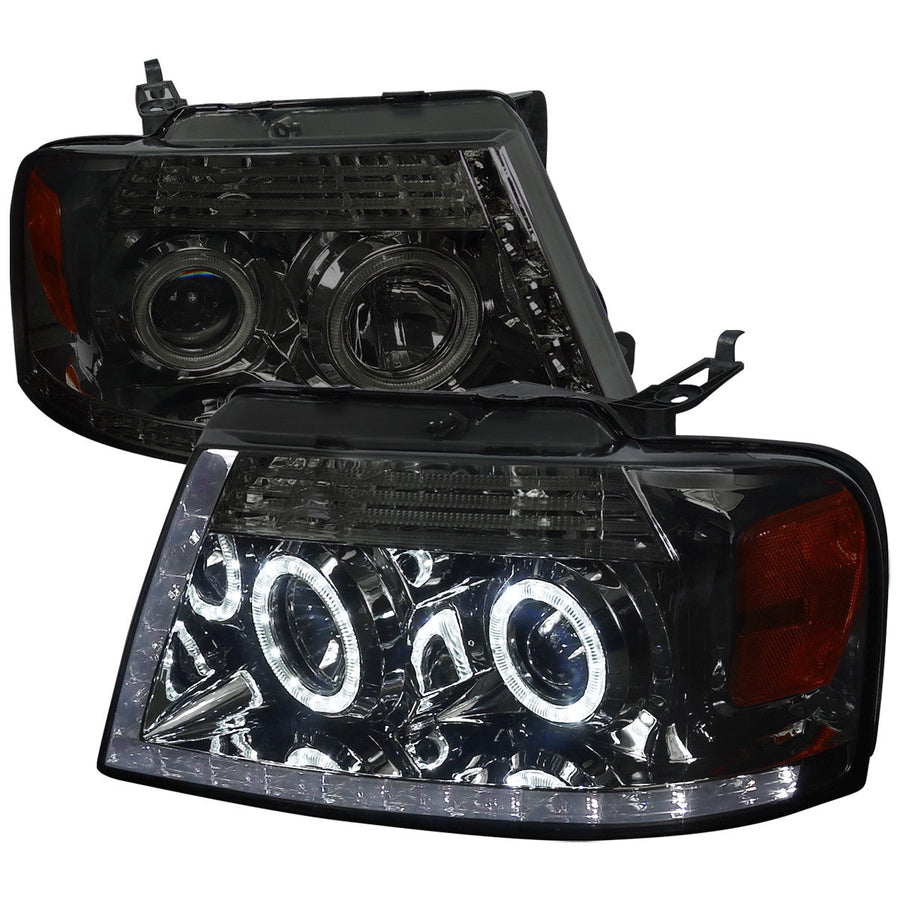 Spec-D 04-08 Ford F-150 Projector Headlights Dual Halo Chrome/Smoked