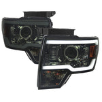 Spec-D 09-14 Ford F-150 LED Strip Projector Headlights Chrome/Smoked
