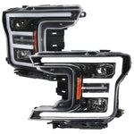 Spec-D 18-20 Ford F-150 LED Projector Headlights Glossy Black