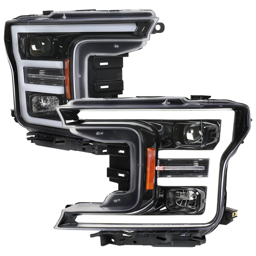 Spec-D 18-20 Ford F-150 LED Projector Headlights Glossy Black