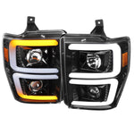 Spec-D 08-10 Ford F-250 Super Duty Headlights Sequential Jet Black