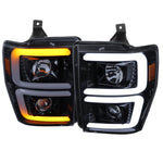 Spec-D 08-10 F250/F350/F450/F550 Sequential Headlights Black/Smoked