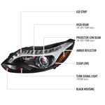 Spec-D 12-14 Ford Focus Halo Projector Headlights LED Strip Black