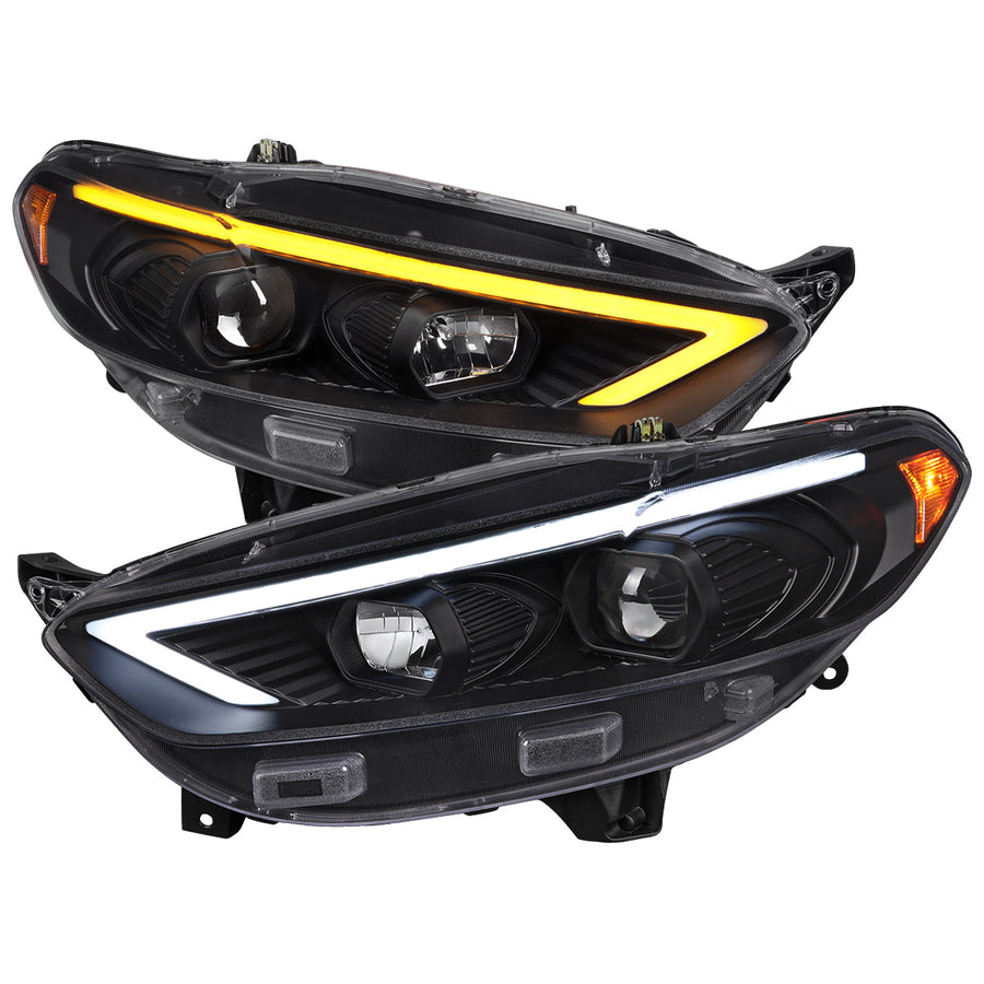 Spec-D 13-16 Ford Fusion Headlights Sequential LED Bar Black/Clear