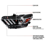 Spec-D 15-17 Ford Mustang HID/Xenon SEQ LED Projector Headlights Black