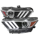 Spec-D 15-17 Ford Mustang HID/Xenon SEQ LED Projector Headlights Black