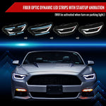 Spec-D 15-17 Ford Mustang Headlights Sequential LED Strip Smoked.