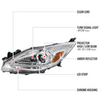 Spec-D 10-13 Mazda 3 Projector Headlights LED Strip Chrome MZ310