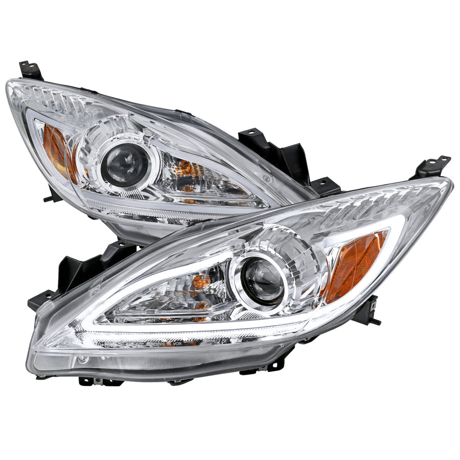 Spec-D 10-13 Mazda 3 Projector Headlights LED Strip Chrome MZ310