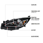 Spec-D 10-13 Mazda 3 Projector Headlights LED Strip Black MZ310JM