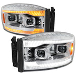 Spec-D 06-08 Ram 1500 2500 3500 SEQ Projector Headlights Chrome/Clear