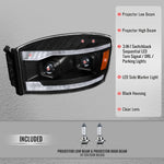 Spec-D 06-09 Ram 1500 2500 3500 SEQ Projector Headlights Black/Clear