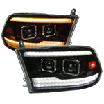 Spec-D 10-18 Ram 1500/2500/3500 Headlights Switchback Sequential Smoked.