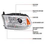 Spec-D 13-18 Ram 1500 2500 3500 SEQ Bar Projector Headlights Chrome