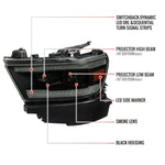 Spec-D 19-24 Ram 1500 SEQ LED Projector Headlights Black Smoked Lens