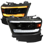 Spec-D 19-24 Ram 1500 SEQ LED Projector Headlights Black Smoked Lens