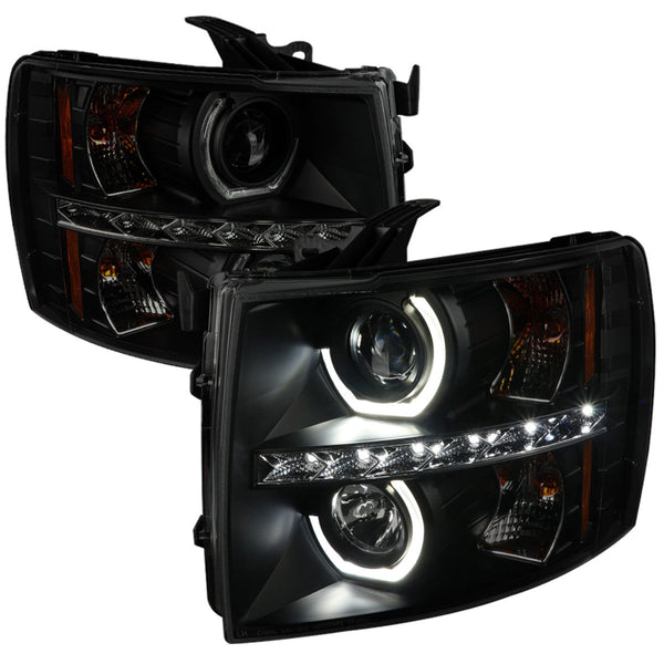 Spec-D 07-13 Chevy Silverado Headlights Smoked Black