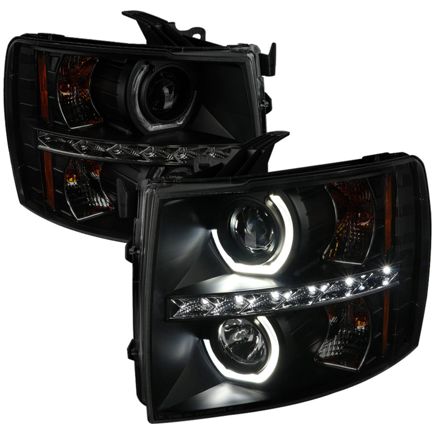 Spec-D 07-13 Chevy Silverado Headlights Smoked Black