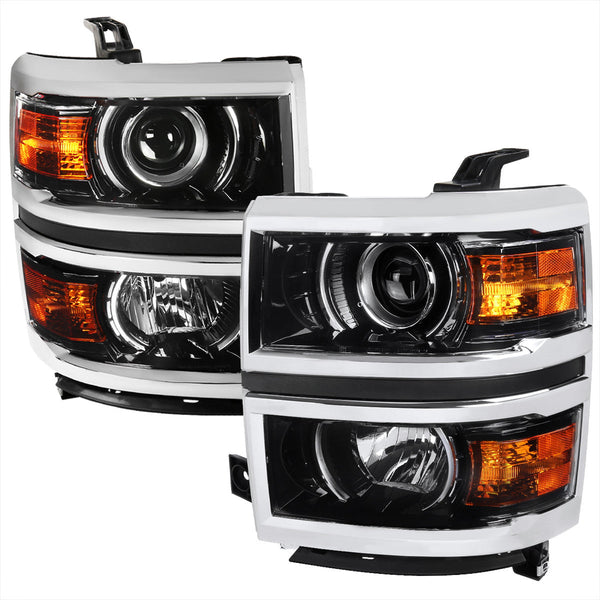 Spec-D 14-15 Silverado 1500 Projector Headlights BlackClear