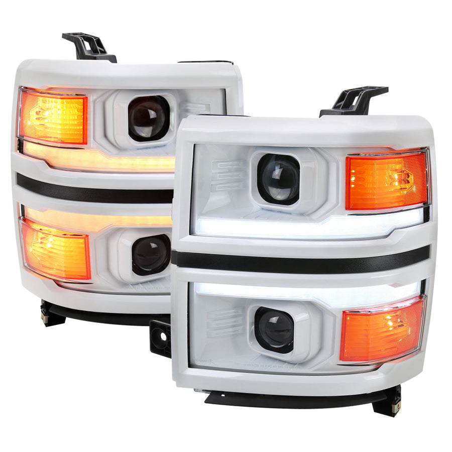 Spec-D 14-15 Silverado 1500 Sequential Headlights White/Black Trim