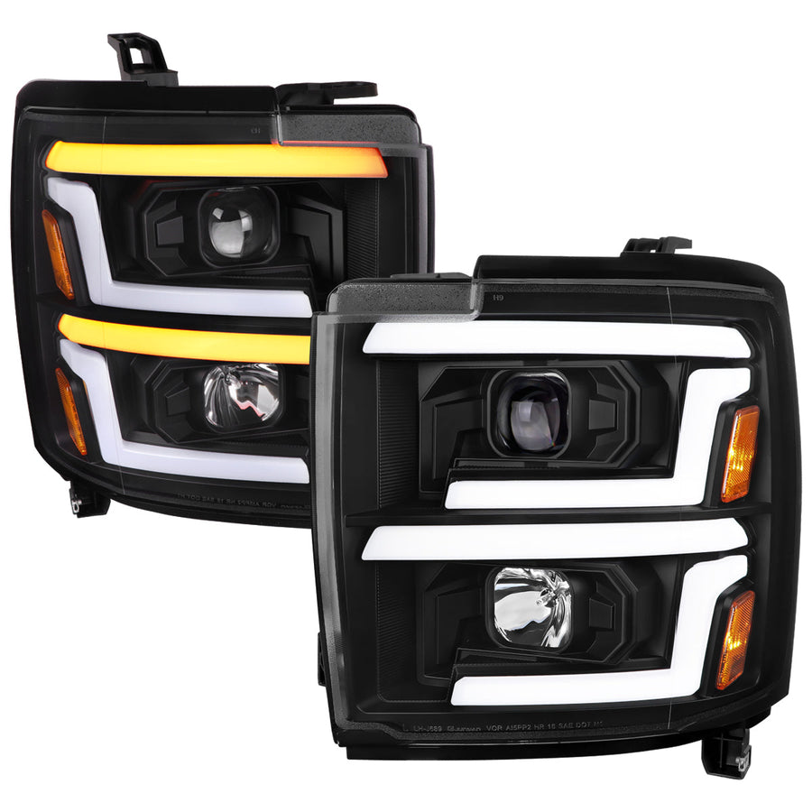 Spec-D 15-19 Silverado 2500HD/3500HD Sequential Headlights Black