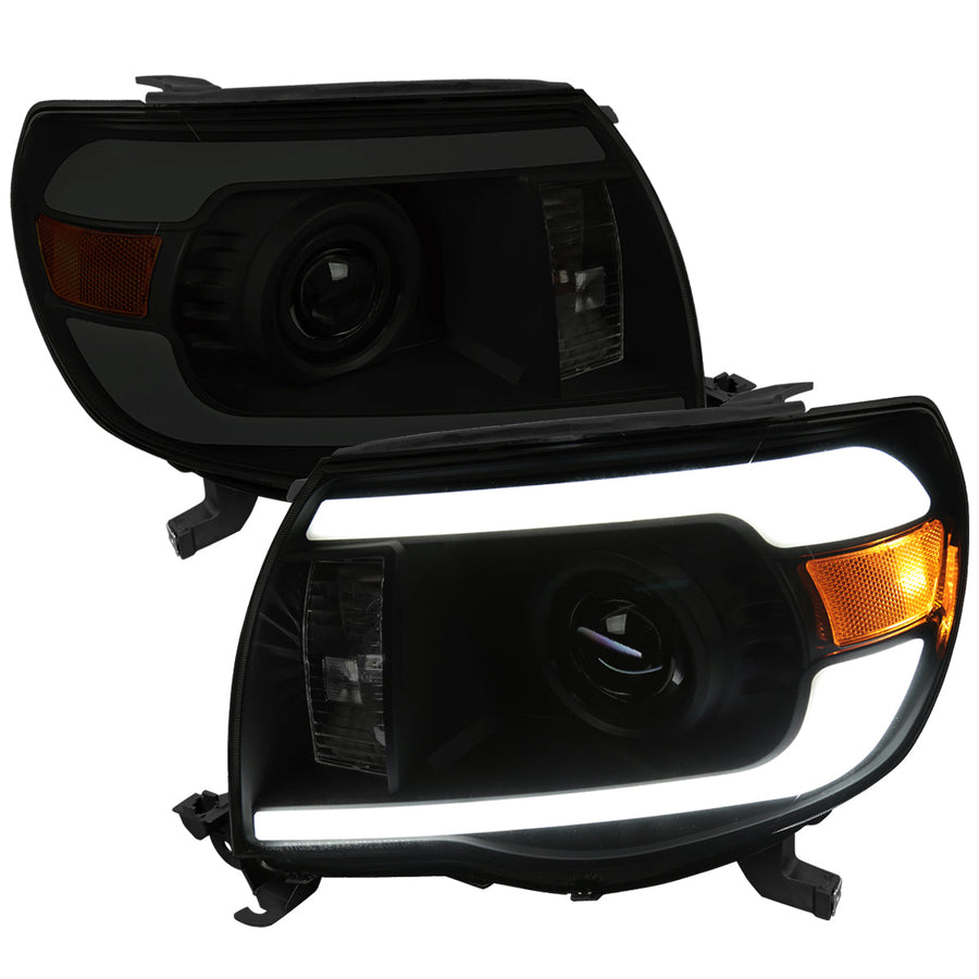 Spec-D 05-11 Tacoma LED Bar Projector Headlights Chrome w/ Smoked Lens