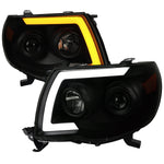 Spec-D 05-11 Tacoma LED Bar Projector Headlights SEQ Lights Blk Smoked