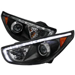 Spec-D 10-13 Hyundai Tucson Projector Headlights LED Strip Black
