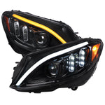 Spec-D 15-18 Mercedes C-Class W205 Sequential Headlights Black/Smoked
