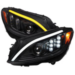 Spec-D 15-18 Mercedes-Benz C-Class W205 SEQ LED Headlights Black