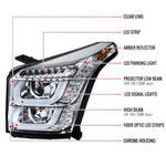 Spec-D 15-20 GMC Yukon/Yukon XL LED U-Bar Projector Headlights Chrome