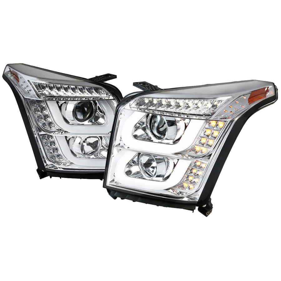 Spec-D 15-20 GMC Yukon/Yukon XL LED U-Bar Projector Headlights Chrome