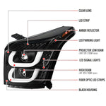 Spec-D 15-20 GMC Yukon/Yukon XL LED U-Bar Projector Headlights Black