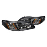 Spec-D 94-98 Ford Mustang Headlights Black Amber Reflectors