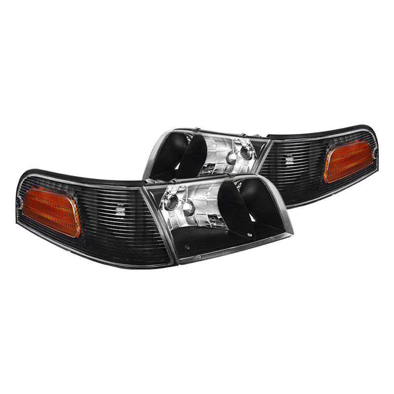 Spec-D 98-11 Ford Crown Victoria Headlights Black Corner Lights