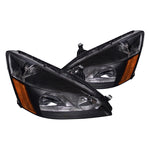 Spec-D 03-07 Honda Accord Headlights Black Amber Reflectorss
