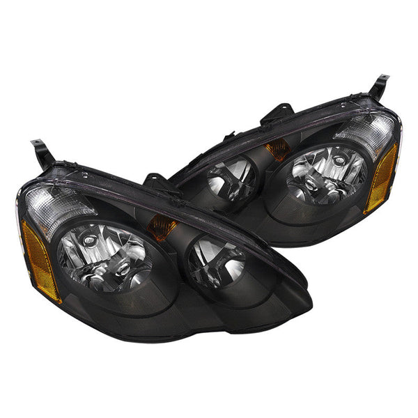Spec-D 02-04 Acura Rsx Headlights Black Amber Reflectors
