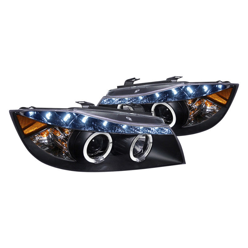 Spec-D 06-08 BMW 3 Series E90 Projector Halo Headlights Matte Black/Clear