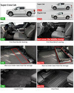 Umbrauto All Weather Floor Mats for Ford F150 SuperCrew 2015-2025 2026 & Lightning 2022-2026, Custom Fit TPE Truck Floor Liners, Waterproof Heavy Duty Full Coverage, Rear w/o Fold Flat Storage