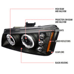Spec-D 03-07 Silverado 02-06 Avalanche Headlights Halo Projector Black