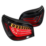 Spec-D 04-07 BMW 525i 530i 550i 545i LED Tail Lights Black Clear Lens Red Bar