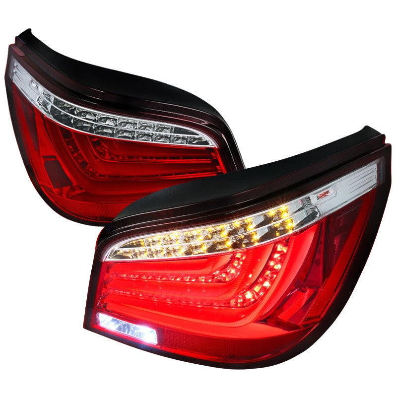 Spec-D 08-10 BMW E60 525i 530i 535i 550i LED Chrom Tail Lights Red Clear Lens