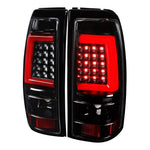 Spec-D 99-02 Chevrolet Silverado Red LED Bar Tail Lights Black Clear