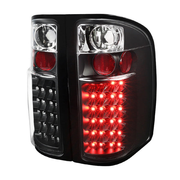 Spec-D 07-13 Chevy Silverado LED Tail Lights Matte Black/Smoked V2