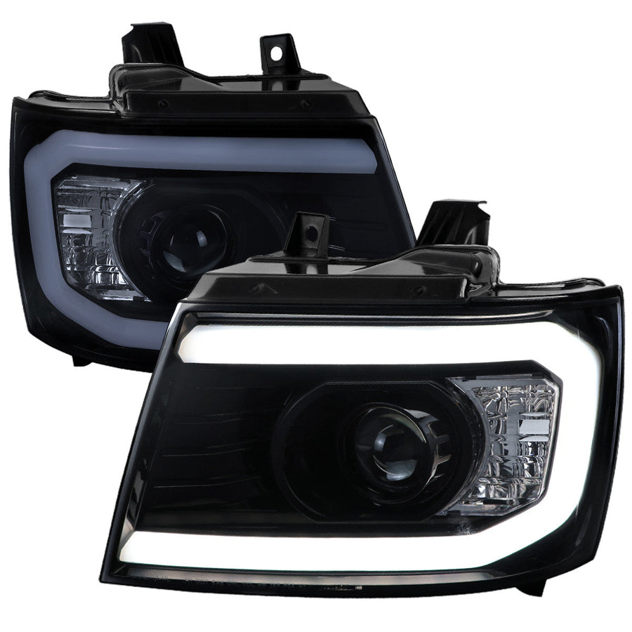 Spec-D 07-13 Chevy Avalanche Headlights LED Bar Black/Smoked