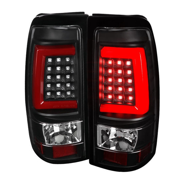 Spec-D 99-02 Chevy Silverado LED Bar Tail Lights Black/Clear Lens