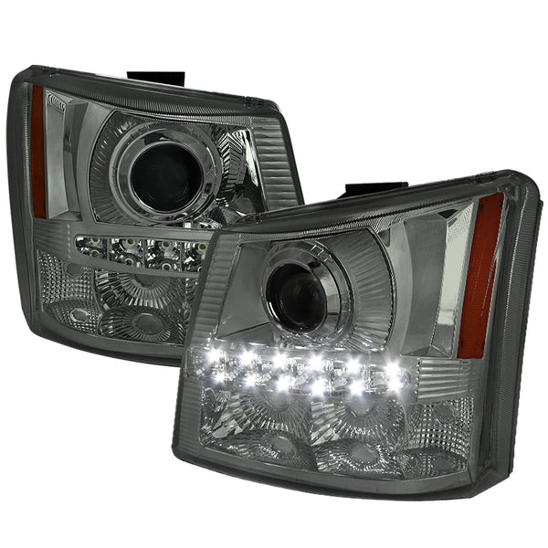 Spec-D 03-07 Chevy Silverado 1Pc Projector Headlights Smoked
