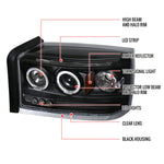 Spec-D 05-07 Dodge Dakota Halo LED Projector Headlights Black