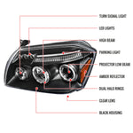 Spec-D 05-07 Dodge Magnum Halo Projector Headlights Black
